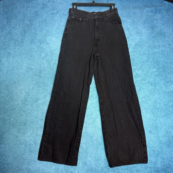 Levi's Women's High-Rise Cinch Baggy Carpenter Jeans Size 25 Fits 26x30 Black - Picture 1 of 16